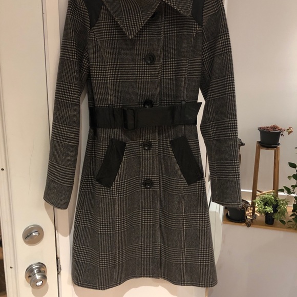 Sicily Plaid Wool and Leather coat - Picture 2 of 7